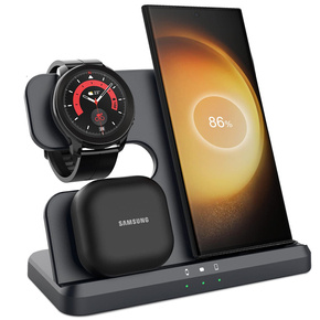Ασύρματος επαγωγικός φορτιστής 3σε1 ERBORD για Smartphone, Galaxy Watch και Galaxy Buds, μαύρο