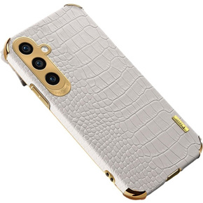 Δερμάτινη θήκη για Samsung Galaxy A35 5G, Crocodile, λευκή