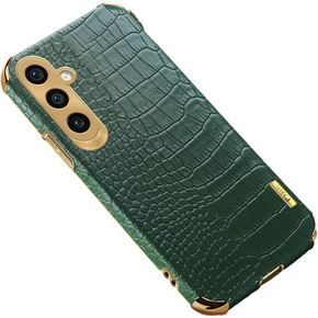Δερμάτινη θήκη για Samsung Galaxy A35 5G, Crocodile, πράσινη