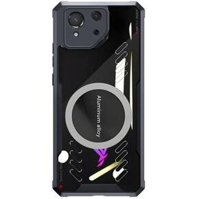Θήκη για ASUS ROG Phone 8 Pro, με μαγνητική πλάκα, διαφανής / μαύρη
