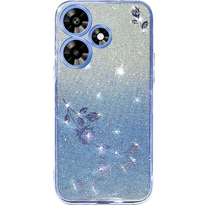 Θήκη για Infinix Hot 30i, Glitter Flower, μπλε