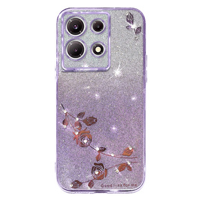 Θήκη για Infinix Note 30 5G, Glitter Flower, μωβ