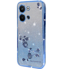 Θήκη για Infinix Note 30 VIP, Glitter Flower, μπλε