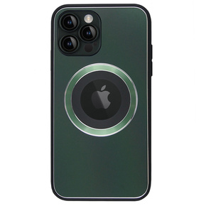 Θήκη για MagSafe για iPhone 12 Pro Max, Hole for Apple Logo, πράσινη