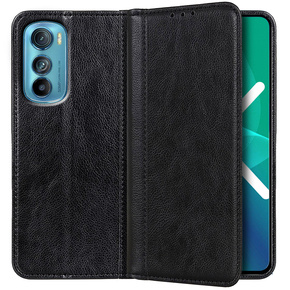 Θήκη για Motorola Edge 30 5G, Wallet Litchi Leather, μαύρη
