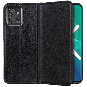 Θήκη για Motorola ThinkPhone 5G, Wallet Litchi Leather, μαύρη