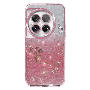 Θήκη για OnePlus 12 5G, Glitter Flower, ροζ rose gold