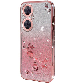 Θήκη για OnePlus Nord CE 3 Lite 5G, Glitter Flower, ροζ rose gold