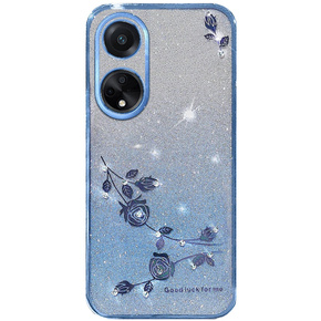 Θήκη για Oppo A58 4G, Glitter Flower, μπλε