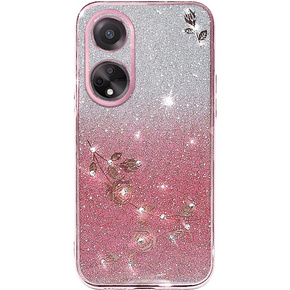 Θήκη για Oppo A58 4G, Glitter Flower, ροζ rose gold