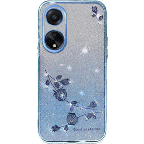 Θήκη για Oppo A78 4G, Glitter Flower, μπλε