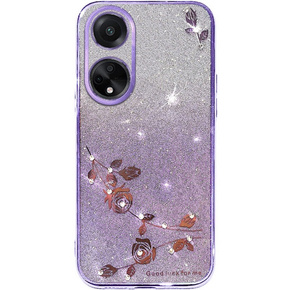Θήκη για Oppo A78 4G, Glitter Flower, μωβ
