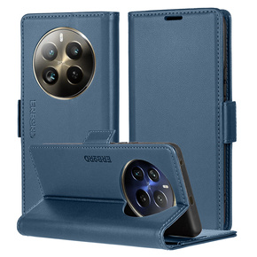 Θήκη για Realme 12 Pro 5G / 12 Pro+ 5G, ERBORD Glossy Litchi, πορτοφόλι με πτερύγιο, μπλε