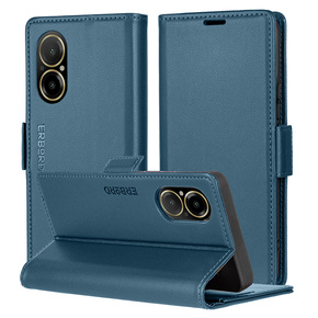 Θήκη για Realme C67 4G, ERBORD Glossy Litchi, πορτοφόλι με πτερύγιο, μπλε