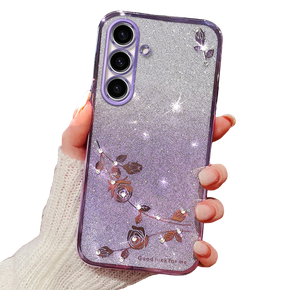 Θήκη για Samsung Galaxy A05s 4G, Glitter Flower, μωβ
