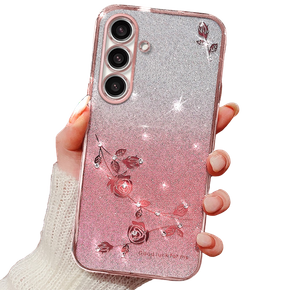 Θήκη για Samsung Galaxy A05s 4G, Glitter Flower, ροζ rose gold