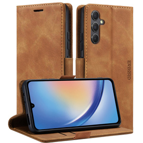 Θήκη για Samsung Galaxy A35 5G, ERBORD Vintage, πορτοφόλι με πτερύγιο, καφέ
