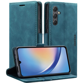 Θήκη για Samsung Galaxy A35 5G, ERBORD Vintage, πορτοφόλι με πτερύγιο, μπλε