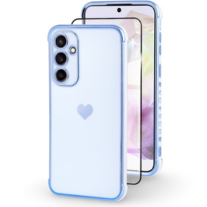 Θήκη για Samsung Galaxy A35 5G, Electro heart, μπλε + Full Glue Ceramic Glass