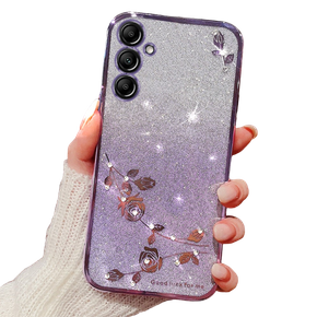 Θήκη για Samsung Galaxy A35 5G, Glitter Flower, μωβ