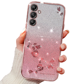 Θήκη για Samsung Galaxy A35 5G, Glitter Flower, ροζ rose gold