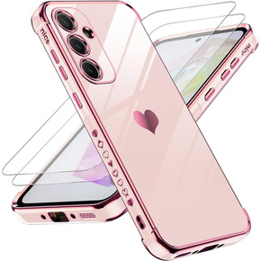 Θήκη για Samsung Galaxy A54 5G, Electro heart, ροζ rose gold + 2x γυαλί 9H