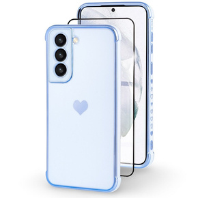 Θήκη για Samsung Galaxy S21, Electro heart, μπλε + Full Glue Ceramic Glass