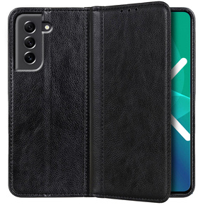 Θήκη για Samsung Galaxy S21, Wallet Litchi Leather, μαύρη