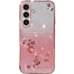 Θήκη για Samsung Galaxy S23 FE, Glitter Flower, ροζ rose gold