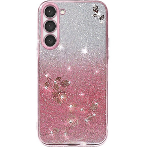 Θήκη για Samsung Galaxy S23, Glitter Flower, ροζ rose gold