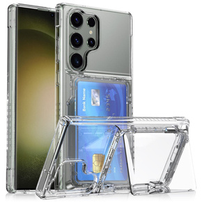 Θήκη για Samsung Galaxy S23 Ultra, Card Holder Kickstand, διαφανής