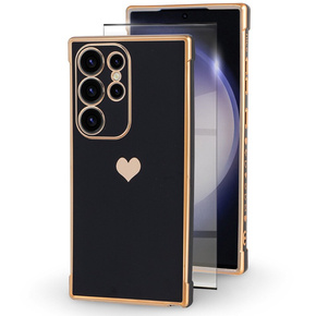 Θήκη για Samsung Galaxy S23 Ultra, Electro heart, μαύρη + Full Glue Ceramic Glass