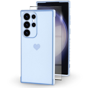 Θήκη για Samsung Galaxy S23 Ultra, Electro heart, μπλε + Full Glue Ceramic Glass