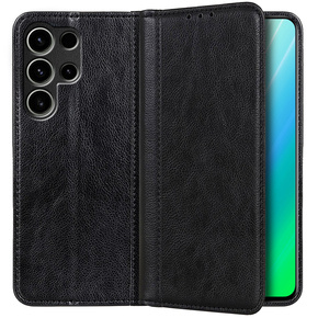 Θήκη για Samsung Galaxy S23 Ultra, Wallet Litchi Leather, μαύρη