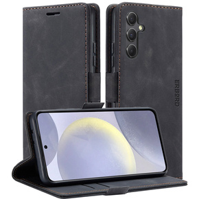 Θήκη για Samsung Galaxy S24, ERBORD Vintage, πορτοφόλι με πτερύγιο, μαύρη