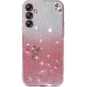 Θήκη για Samsung Galaxy S24+ Plus, Glitter Flower, ροζ rose gold