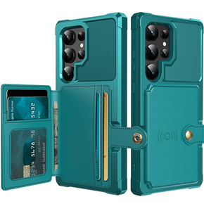 Θήκη για Samsung Galaxy S24 Ultra, Card Holder Kickstand, πράσινη