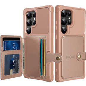 Θήκη για Samsung Galaxy S24 Ultra Card Holder Kickstand, Card Holder Kickstand, ροζ