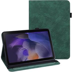 Θήκη για Samsung Galaxy Tab A8 10.5 SM-X200 SM-X205, Flowers, πράσινη