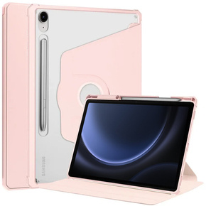 Θήκη για Samsung Galaxy Tab S9 FE, με υποδοχή γραφίδας, περιστρεφόμενη κατά 360°, ροζ