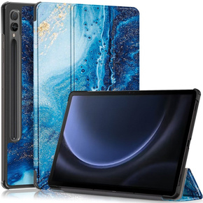 Θήκη για Samsung Galaxy Tab S9 FE+ Plus με υποδοχή γραφίδας, μπλε μάρμαρο