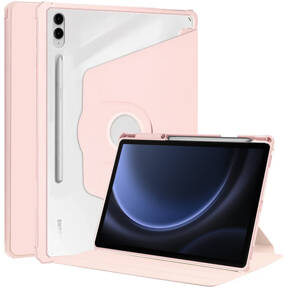 Θήκη για Samsung Galaxy Tab S9 FE+ Plus, με υποδοχή γραφίδας, περιστρεφόμενη κατά 360°, ροζ