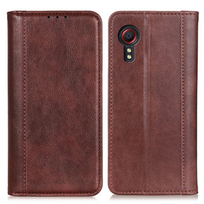 Θήκη για Samsung Galaxy Xcover 7, Wallet Litchi Leather, καφέ