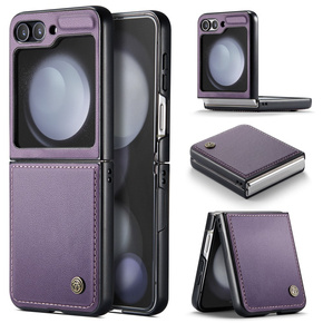 Θήκη για Samsung Galaxy Z Flip6 5G, CASEME Litchi Leather, μωβ