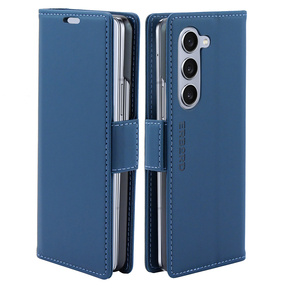Θήκη για Samsung Galaxy Z Fold 5 5G, ERBORD Glossy Litchi, πορτοφόλι με πτερύγιο, μπλε
