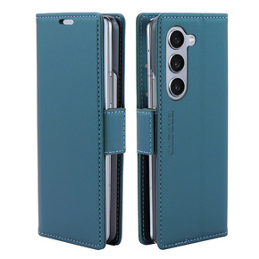 Θήκη για Samsung Galaxy Z Fold 5 5G, ERBORD Glossy Litchi, πορτοφόλι με πτερύγιο, πράσινη