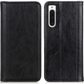 Θήκη για Sony Xperia 10 V, Wallet Litchi Leather, μαύρη