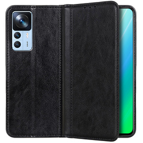 Θήκη για Xiaomi 12T / 12T Pro, Wallet Litchi Leather, μαύρη