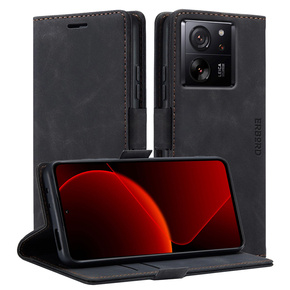 Θήκη για Xiaomi 13T / 13T Pro, ERBORD Vintage, πορτοφόλι με πτερύγιο, μαύρη