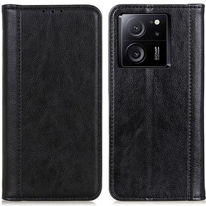 Θήκη για Xiaomi 13T / 13T Pro, Wallet Litchi Leather, μαύρη